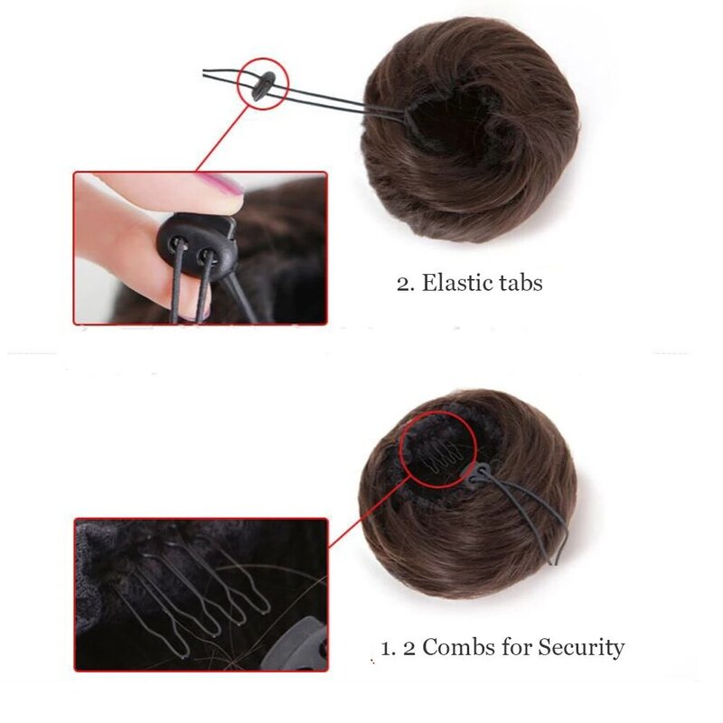 Donut Synthetic ลูกกลิ้ง Elastic Band Chignon ตรงปลอมผม Bun Hairpieces Drawstring หางม้าคลิปใน Hair Extension