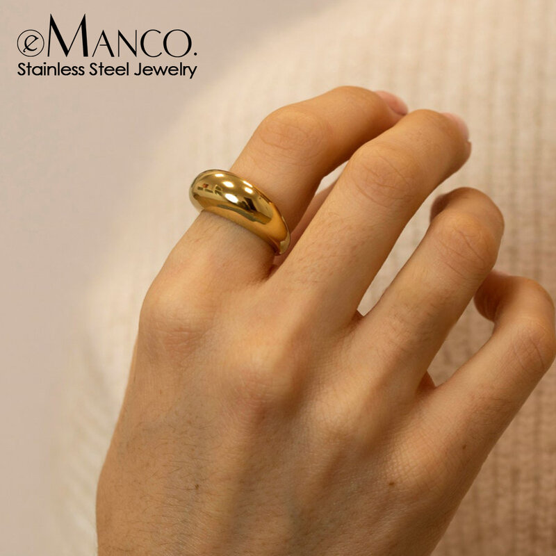 Модные Простые Кольца e-Manco из нержавеющей стали для женщин, кольца в форме дуги, ювелирные изделия, геометрическое кольцо, размер 5, 6, 7, 8