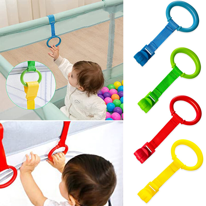 Novo 4 pçs/lote puxar anel para playpen bebê berço ganchos uso geral brinquedos do bebê pingentes anéis de cama ganchos anel de suspensão ajuda bebê carrinho
