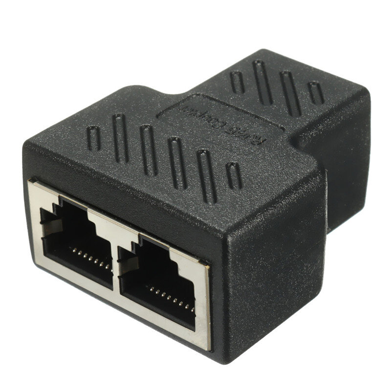 Conector hembra de acoplador RJ45, extensor de adaptador divisor de red RJ45 de 2 vías, conector LAN, adecuado para Ethernet Cat5 Cat6