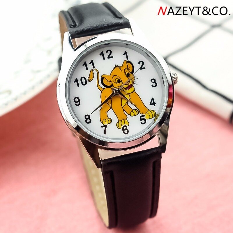 Детские наручные часы Simba, кварцевые часы с мультяшным рисунком льва, животного, для учеников начальной и средней школы, детские часы