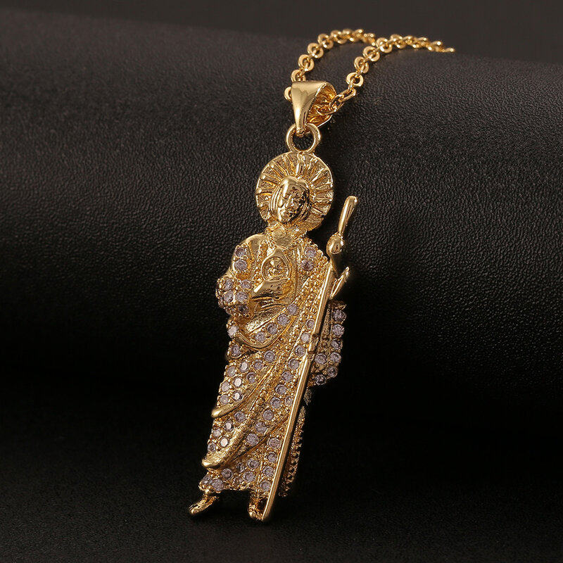 Personality Jesus Death Pendant Full Zircon Jesus Necklace Hip Hop Jewelry Men Women Chain Fashion Accessories Party Gifts