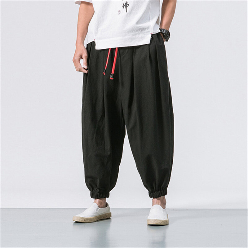 BOLUBAO wiosna mężczyźni luźne szarawary chińskie lniane spodnie z nadwagą wysokiej jakości spodnie w stylu Casual markowa Oversize męskie