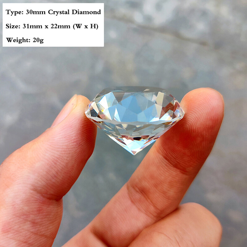 Gema de pisapapeles con forma de diamante de cristal transparente, adorno de regalo de boda y Navidad, 30mm