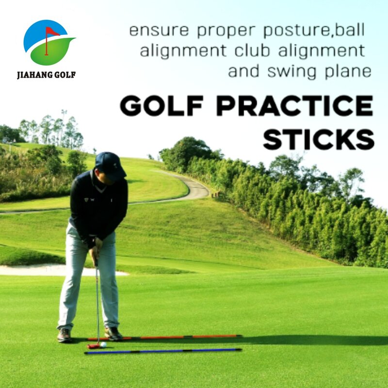 Varas de alinhamento de golfe-varas de golfe ajuda de alinhamento 48 "varas de alinhamento de golfe 2 pacote para apontar, colocando, instrutor de balanço completo, postu