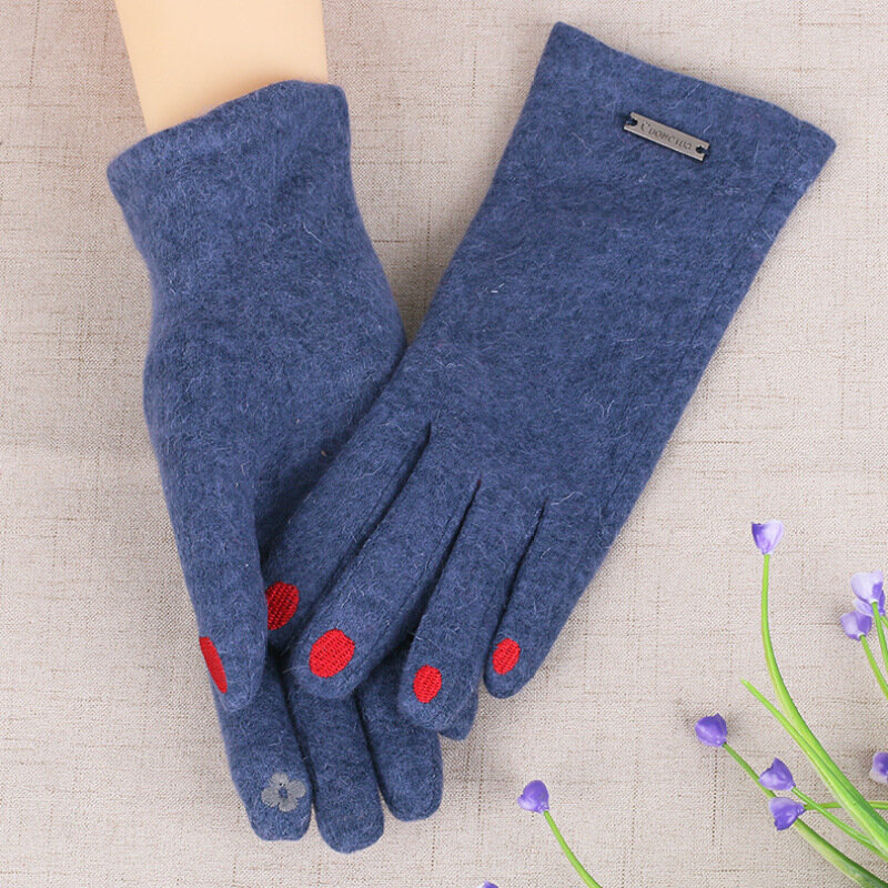 Женские зимние сохраняющие тепло перчатки для сенсорного экрана с бархатной внутренней подкладкой из кашемира, женские элегантные тонкие перчатки с искусственными ногтями