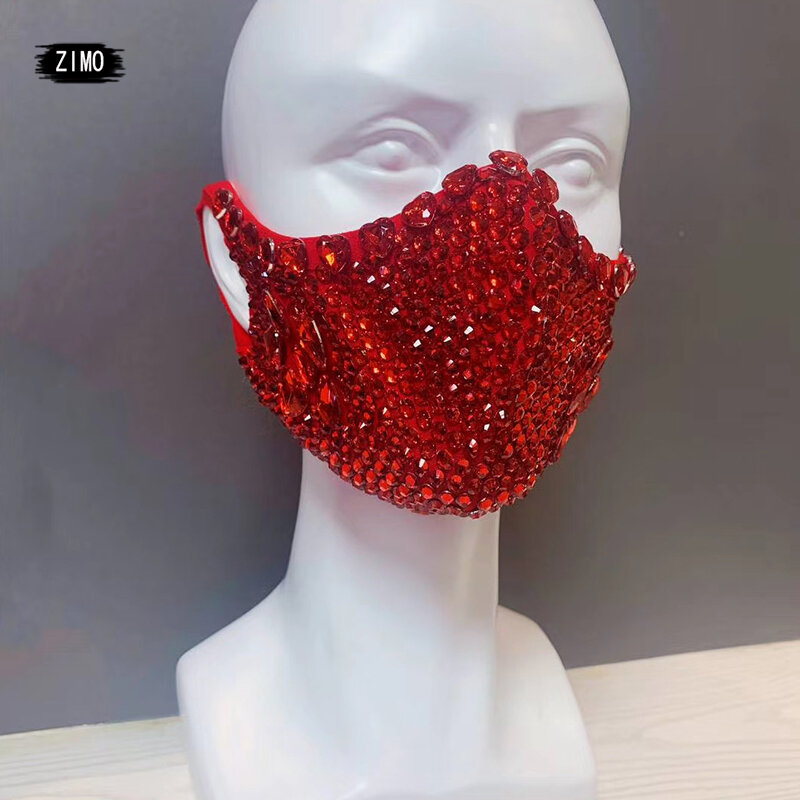 Rave maske Perle Strass Kristall Maske Halloween-Party Prop Rolle-Spielen Bühne Zubehör für Männer Frauen Masked Sänger Kostüm