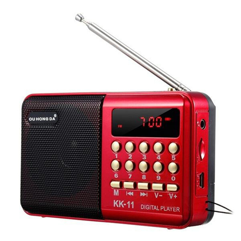 K11 FM Mini Radio portátil recargable, altavoz reproductor de MP3 Digital, FM, USB, TF