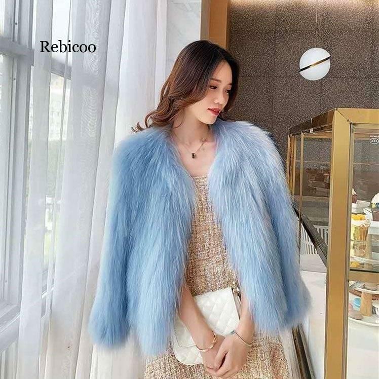 Novo falso casaco de pele feminina curto parágrafo mangas compridas fino coreano falso coelho casaco de pele solto inverno casaco feminino