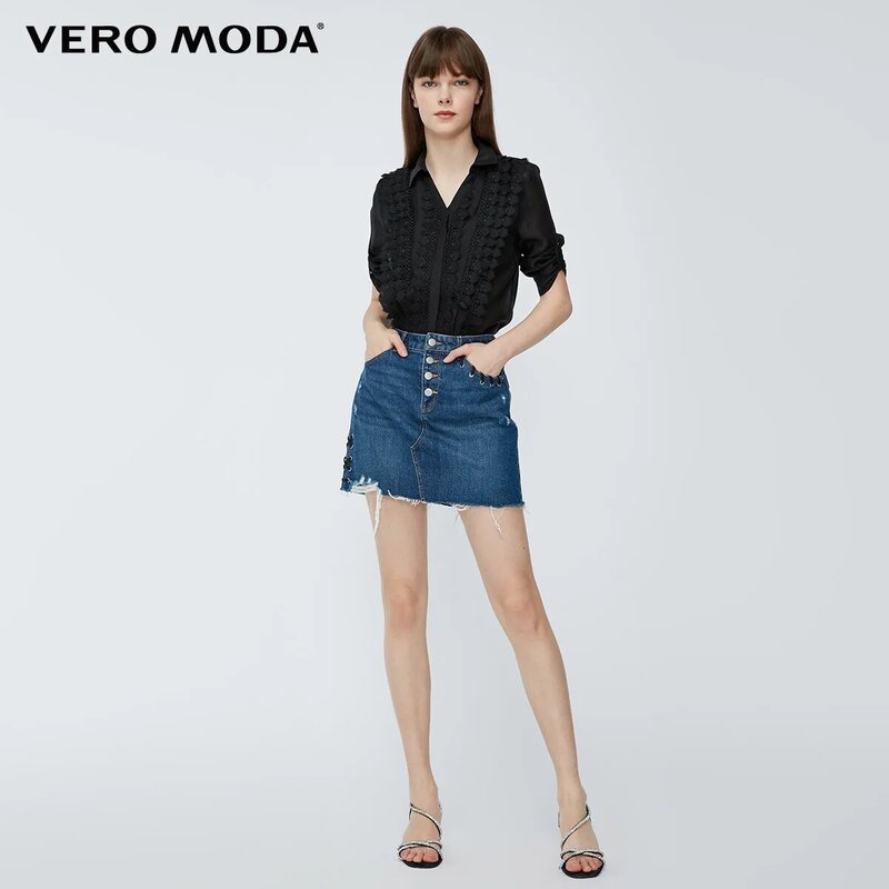 Vero Moda 여성용 끈으로 묶은 칼라 3/4 소매 셔츠 | 319231546