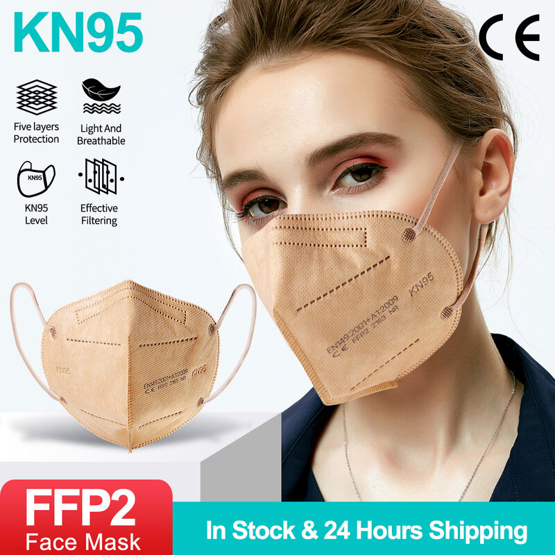 20-100 pces ffp2 kn95 máscara protetora máscara de filtragem facial adaptável respirável kn95 máscaras segurança não tecido earloop transporte rápido