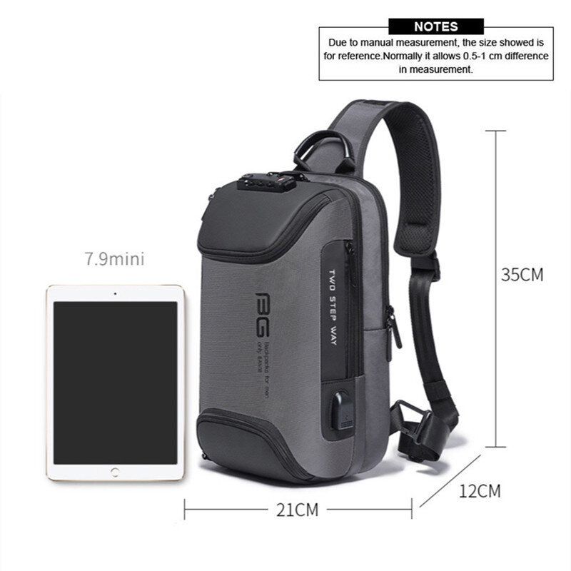 Bange-Bolso cruzado Oxford multifuncional para hombre, bolsa de hombro antirrobo, bandolera de viaje corto, de pecho con carga USB