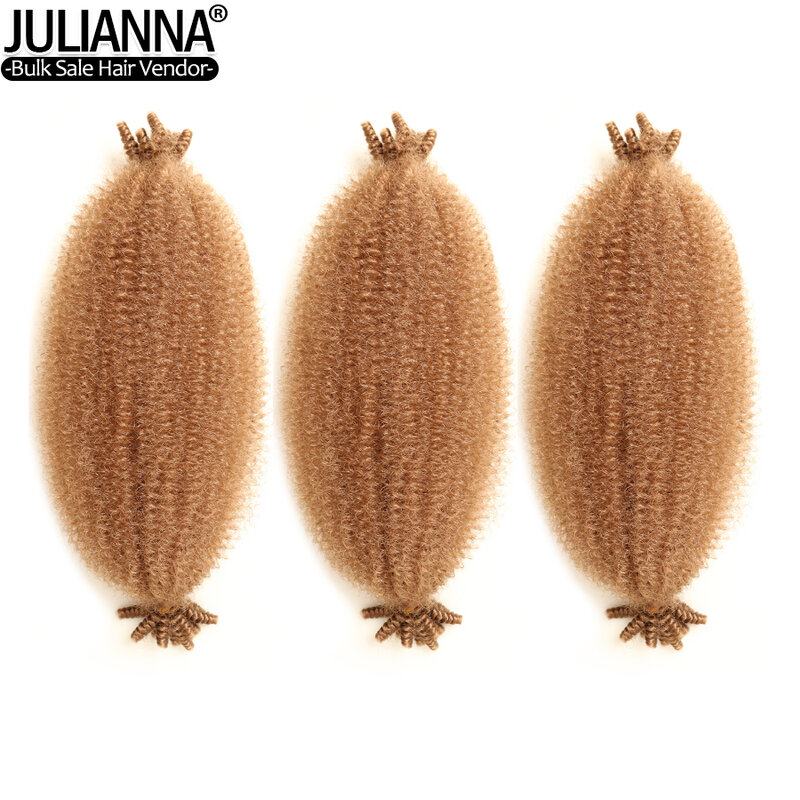 Julianna crochê cabelo encaracolado afro primavera torção macio 99j marrom loira sintético kanekalon tranças de crochê trança extensões do cabelo