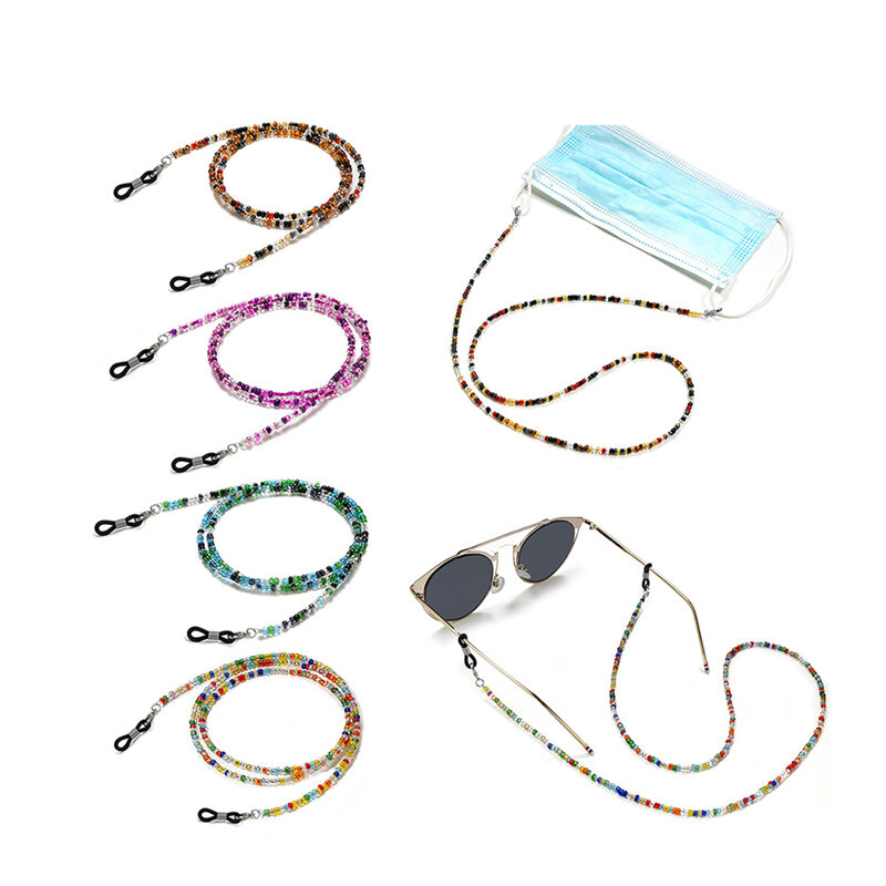 Chaîne de lunettes de soleil perlée colorée bohème, mode Anti-perte de lunettes, cordon de cou, lanière de masque