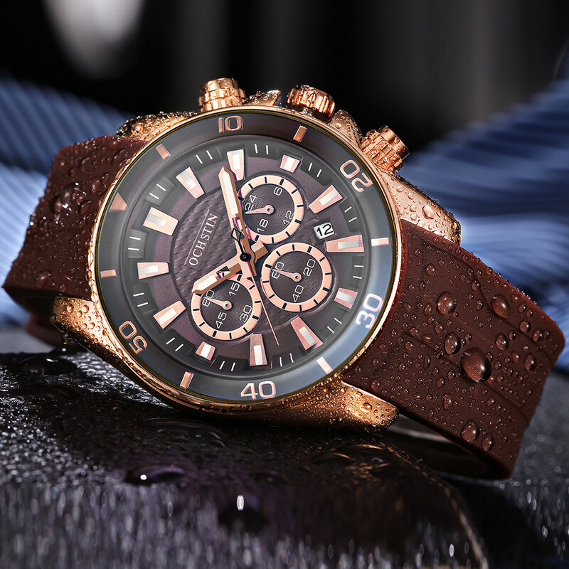 Relógio masculino de quartzo ocha, relógio de pulso com cronógrafo para homens, de marca de luxo, militar do exército, luminoso, moderno, esportivo para homens