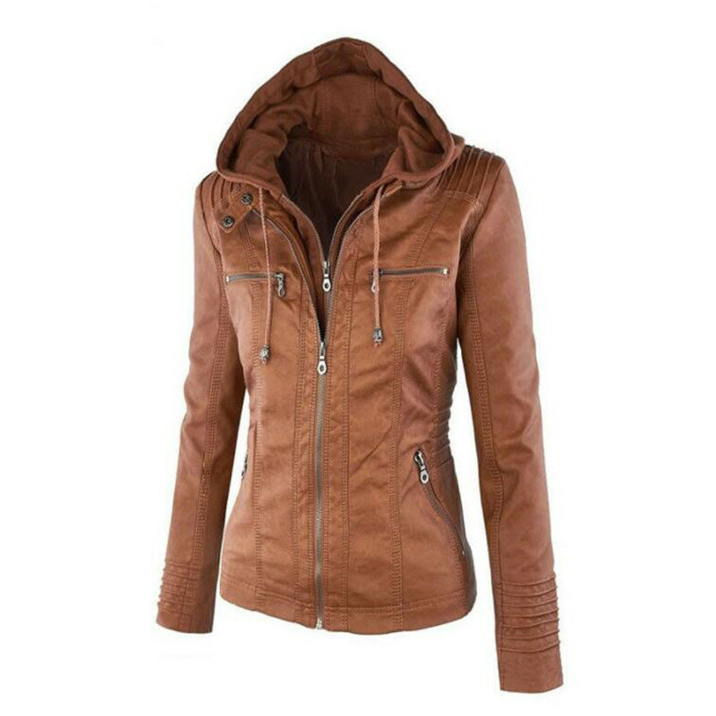 Женская кожаная куртка на молнии, короткая мотоциклетная куртка из искусственной кожи, пальто большого размера 3XL, Осень-зима