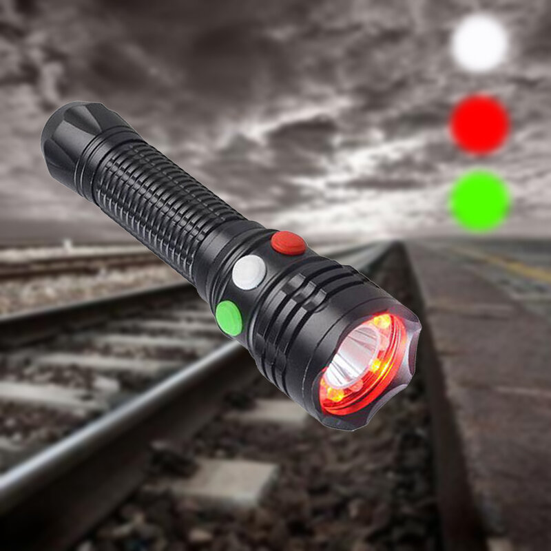 Linterna de señal de ferrocarril multifuncional, linterna recargable con Base magnética, de aluminio duro, 3 colores