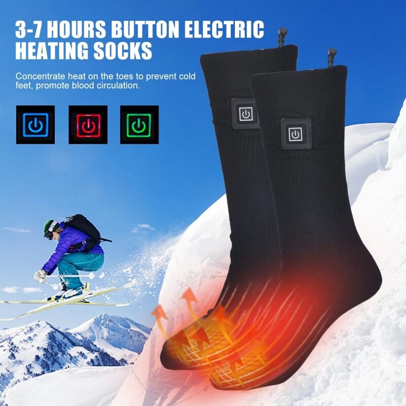 Calcetines térmicos para hombre y mujer, calcetín eléctrico con calefacción, recargable, sin batería, para esquí de invierno