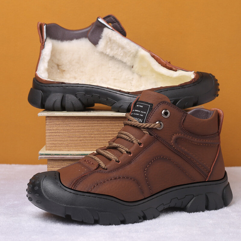 Botas de nieve protectoras y resistentes al desgaste para hombre, botas cálidas y cómodas para caminar en invierno, novedad