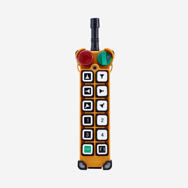 Télécommande industrielle 12 boutons, grue aérienne sans fil EOT avec interrupteur rotatif d'urgence champignon F24-12D