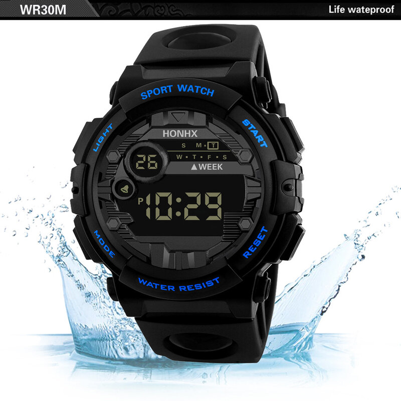 Honhx Fashion Mannen Led Digitale Horloge Waterdicht Datum Militaire Sport Rubber Quartz Horloge Alarm Sport Digitale Horloges Reloj Hombre