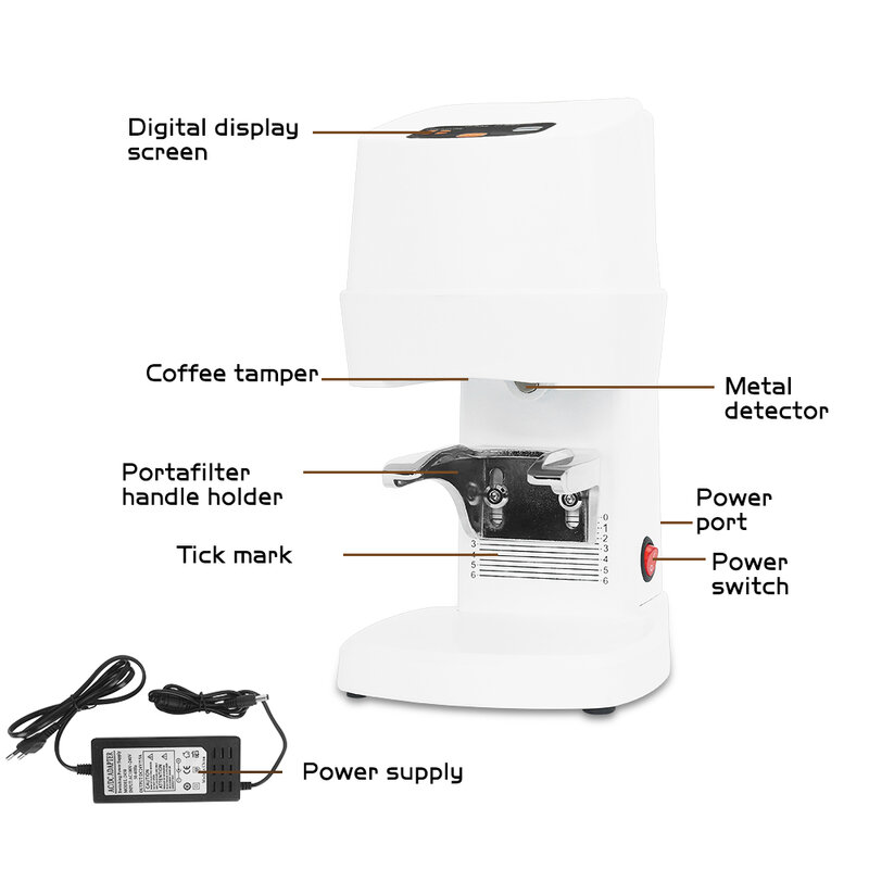 Automatic Electric Bean Powder Flat Press, aço inoxidável, fonte de alimentação, Coffee Tool, 58mm