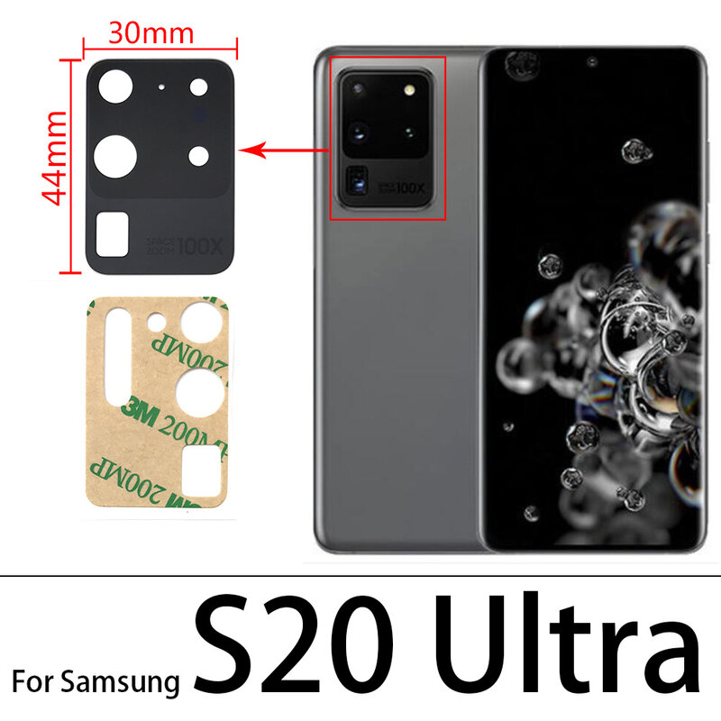 Kaca kamera untuk Samsung S9 S10e S10 5G S20 S21 Plus Ultra Note 8 9 10 Lite lensa kaca kamera belakang dengan lem alat perbaikan
