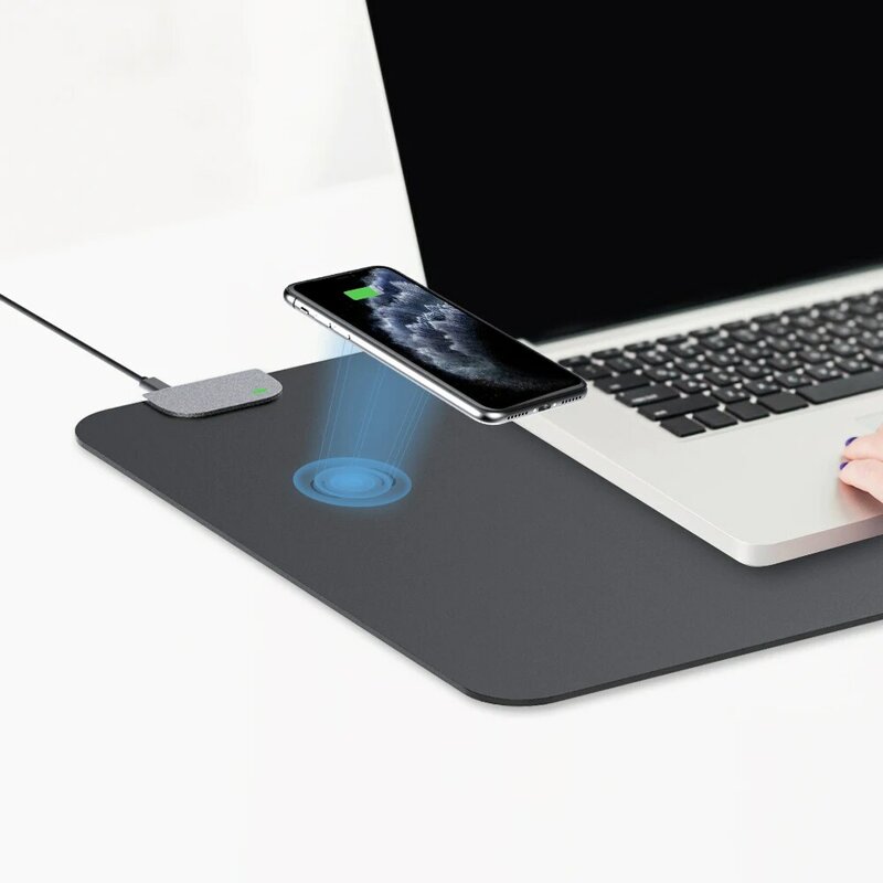 Mouse Pad do escritório com carregador sem fio múltiplo, esteira de mesa, carregamento sem fio rápido, protetor de mesa para iphone, samsung, huawei