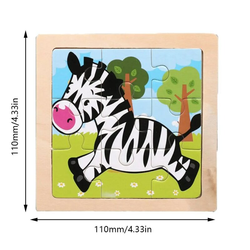 Hot Sale 9 Slice Kids Puzzle Toy Animals and Vehicle Wooden Puzzles Jigsaw Baby Educational Learning Toys for Children Gift