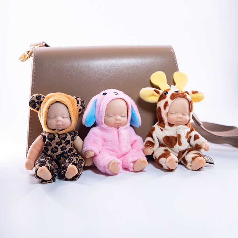 Porte-clés en peluche, Design mignon, poupée bébé endormie, pour sac à dos, Kawaii, pompon, accessoires de voiture, pendentifs