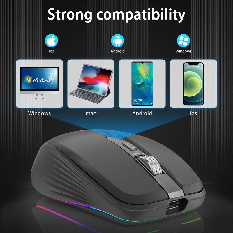 Bluetooth 5.0 rato sem fio recarregável silencioso multi arco toque rato ultra-fino mágico para portátil ipad mac pc macbook
