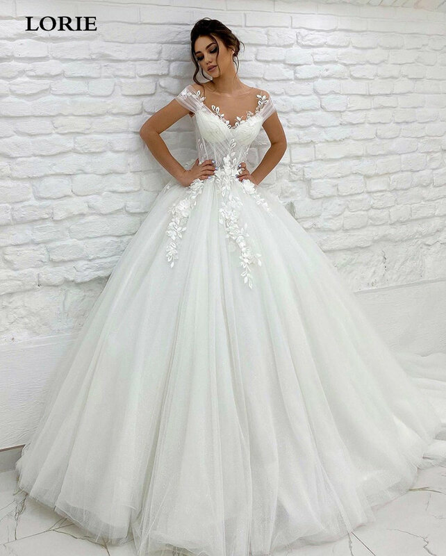 LORIE Princess abito da sposa con spalle scoperte Appliques di pizzo 3D abiti da sposa Boho Vestido De Novia abiti da ballo su misura 2022