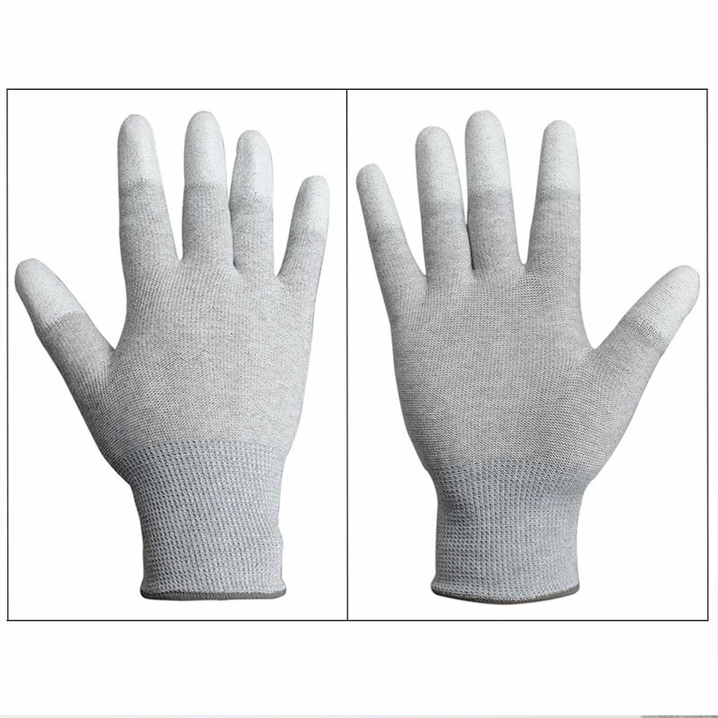 12Pairs Anti Statische Esd Safe Handschoenen Anti-Slip Pu Vinger Gecoat Voor Computer Pc Elektronische Reparatie Werkhandschoenen
