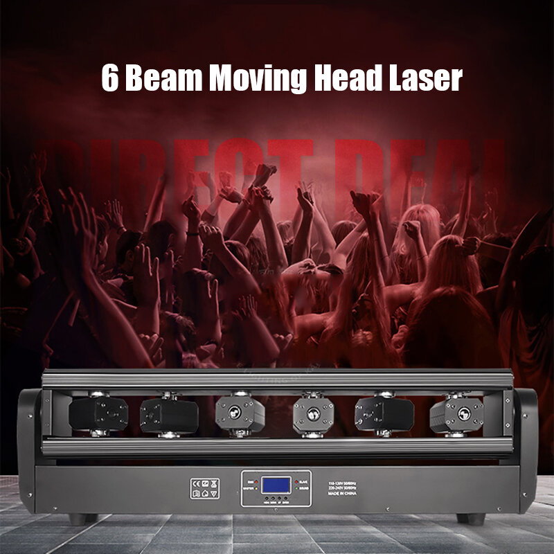 Dj Laser 6 têtes Laser RGB tête mobile, éclairage professionnel effet de scène pour Disco KTV fête mariage vacances