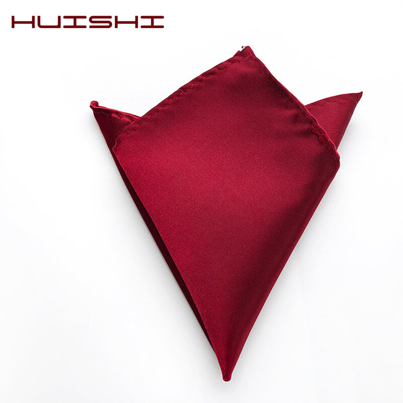 HUISHI-pañuelos cuadrados de satén Vintage para hombre, pañuelo de color sólido de Inglaterra, traje de bolsillo, vestido de novia, toalla de pecho, Rojo