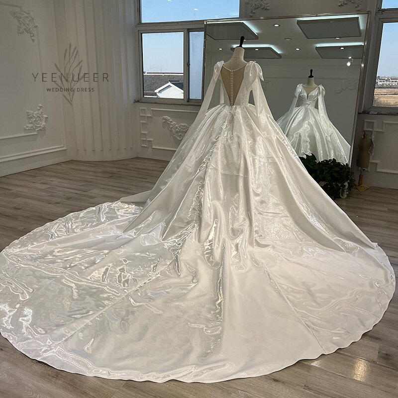 Yeenueer 2021 High Quality Vestido Satin Wedding Dresses Plus Size Customized Wedding Gowns Bridal Dress