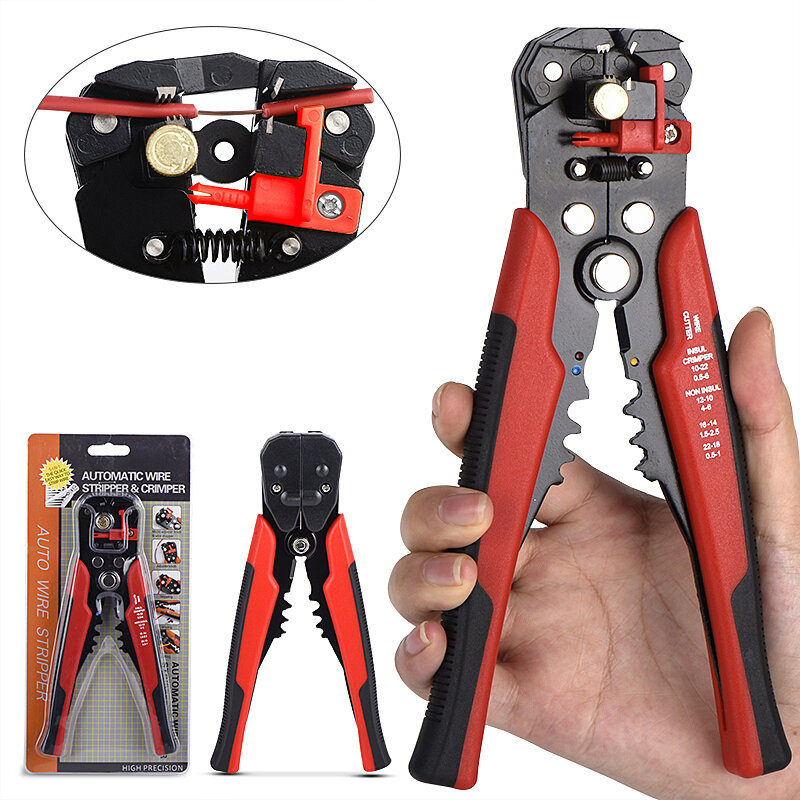QHTITEC Protable Wire Cutter Automatic Stripper Pliers Tools Crimping Cable Alicates Terminal 0.2-6.0mm2 Hand Tool