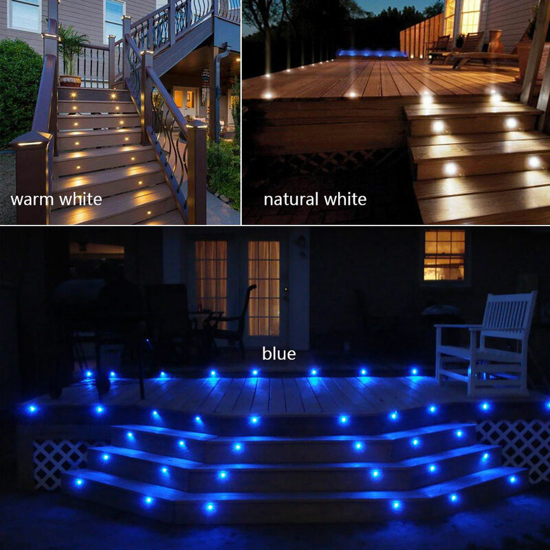 Luzes de led para piso, à prova d'água, ip67, 16 peças, lâmpada subterrânea, decoração de escadas, para jardim, quintal