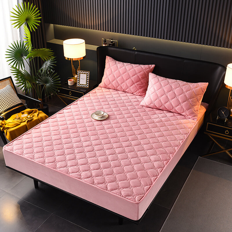 Drap de lit en velours cristal épais, drap-housse matelassé ajusté et chaud avec ceinture élastique, couvre-lit fixe 140x190cm