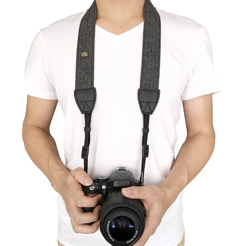 Sabuk Kulit Katun Tali Leher Bahu Kamera Universal Dapat Disesuaikan untuk Nikon Canon DSLR Bagian Aksesori Tali Kamera