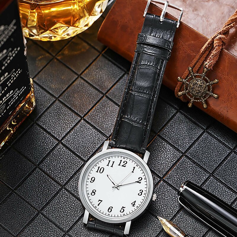 Relógio de quartzo digital de luxo masculino, moda, relógio de couro, temperamento, presente, 2023