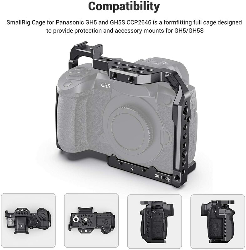 Jaula de cámara SmallRig para Panasonic GH5 y GH5S con montaje de zapata fría para soporte de Monitor luz de Flash opciones DIY 2646