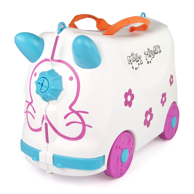 Fashion Travel Kids Luggage Stroller Multicolor Animal Modeling Suitcases Children Hard Case Suitcase White Green Child Storage