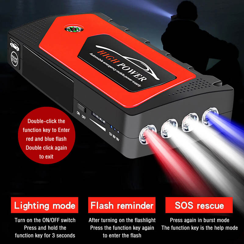69800mAh Car Jump Starter Battery Charger Booster Power Bank Portable Emergency Car Starting Device Jump Starter Petrol Charger