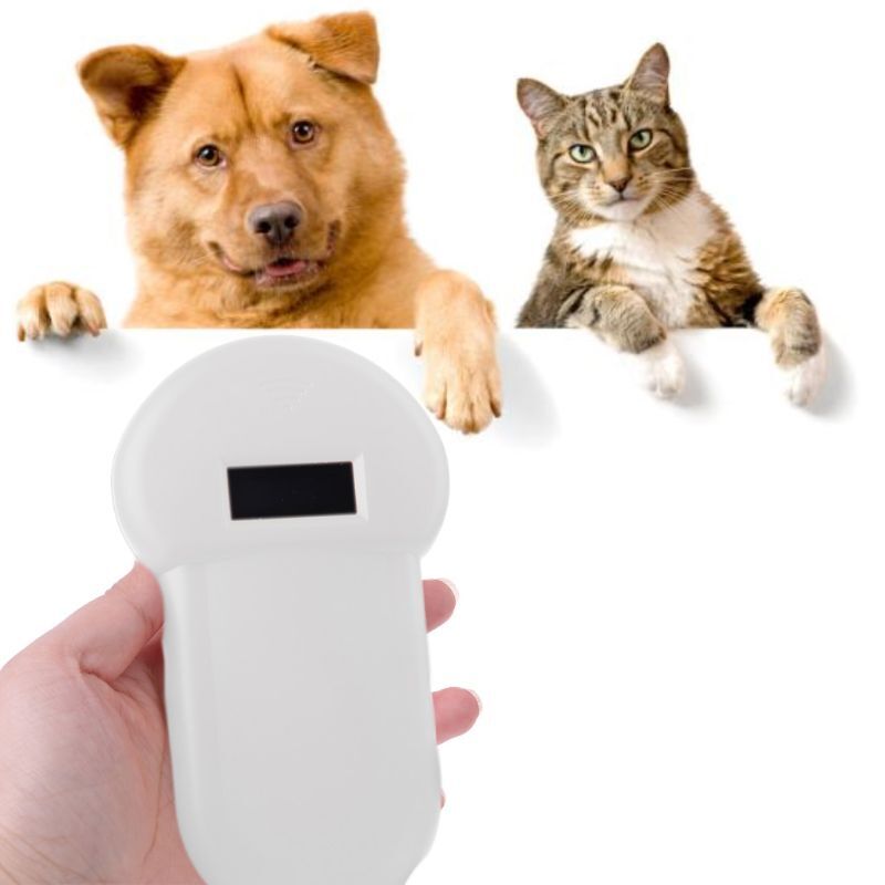 Lecteur de puce portable portable pour animaux de compagnie, Scanner, lecteur de reconnaissance de puce animale pour chats et chiens, transpondeurs dans un étui rembourré