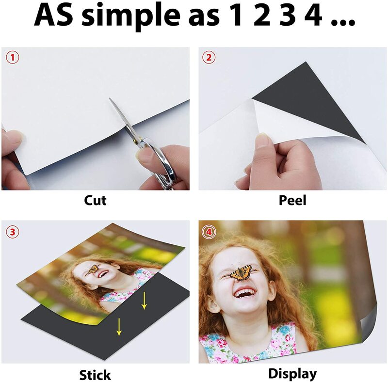 A4 5pcs1mm Magnetic Sheets with Strong Adhesive Cut and Customize Flexible Self Adhesive Magnet Sheets for Picture and Photo