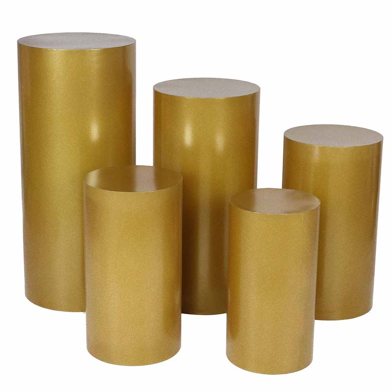 White Gold New Round Cylinder Pedestal Display Art Decor Plinths Pillars for DIY Wedding Decorations Holiday Party