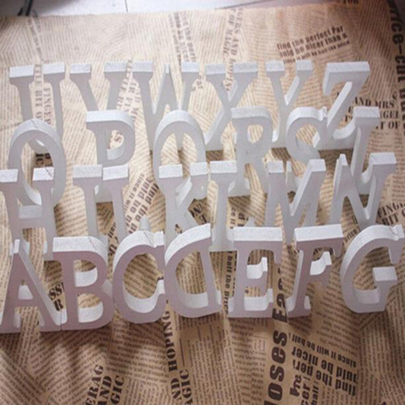 8CM White Wooden Letters Alphabet For Wedding Birthday Party Home Decor DIY Wall Door Decoration Personalised Name Design Letter