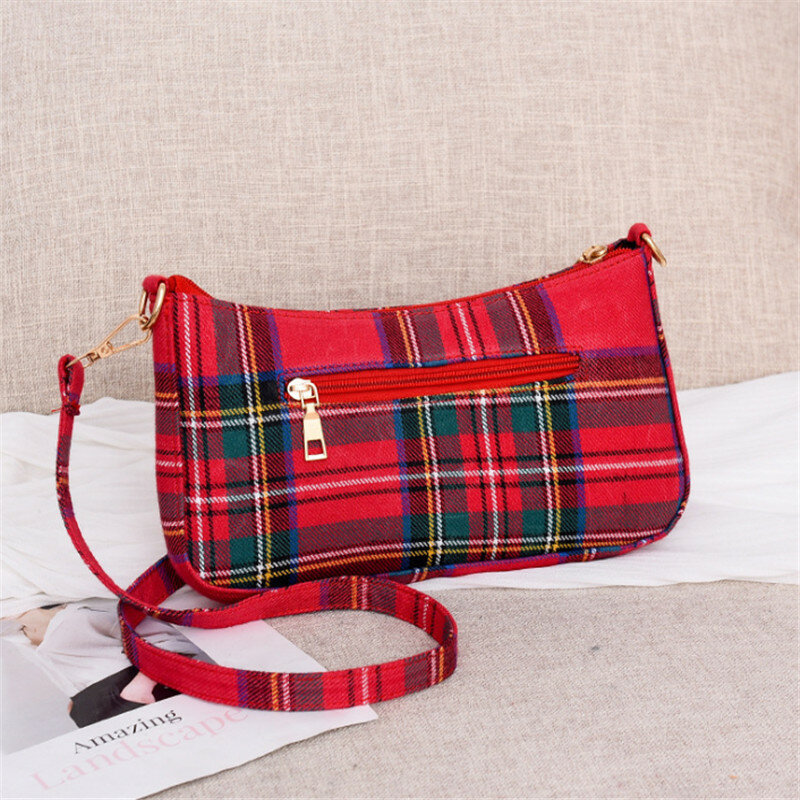 Роскошная женская сумка-багет, дизайнерская Ретро клетчатая сумка на плечо, сумка-тоут в красной форме, женская сумка, сумка-мессенджер, кош...