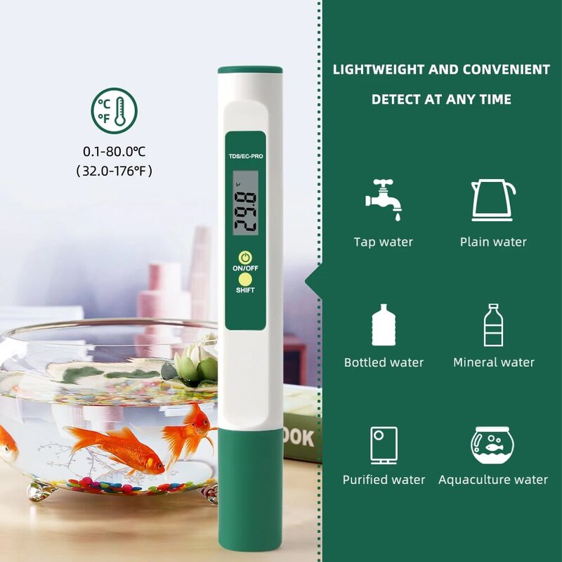 2PCS/Set Digital PH Meter TDS EC Temperature Water Quality Purity Tester Mini Size Device Kit for Drinking Water Aquarium Filter